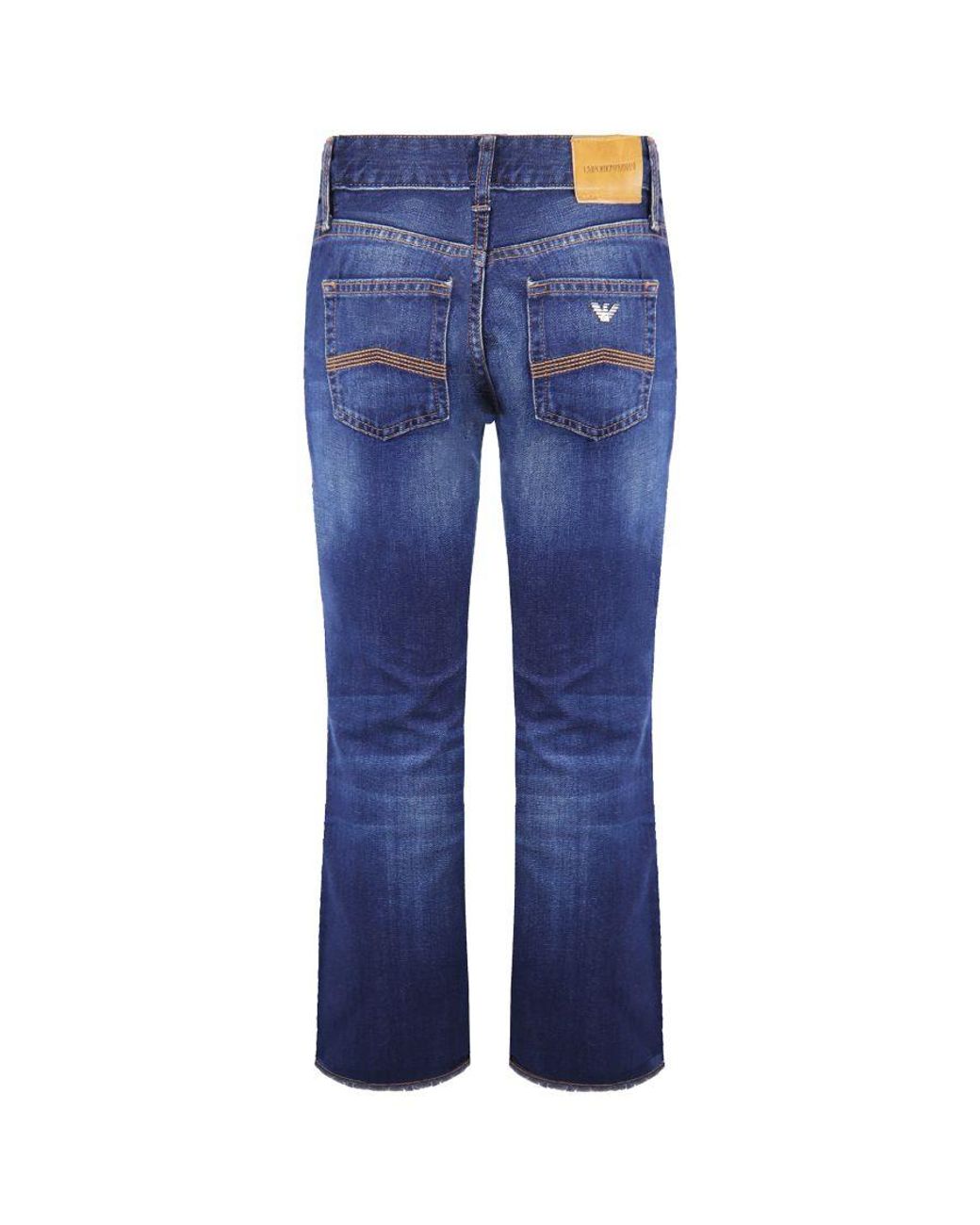 Armani Blue Emporio J34 Regular Fit Wide Leg Jeans