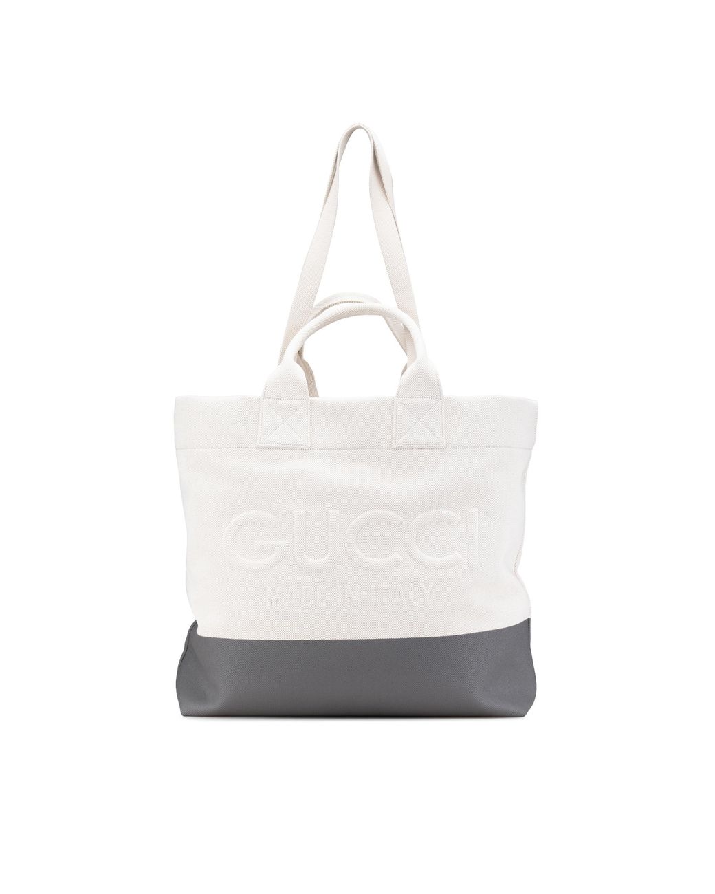 Gucci White Tote Bag Embossed Logo
