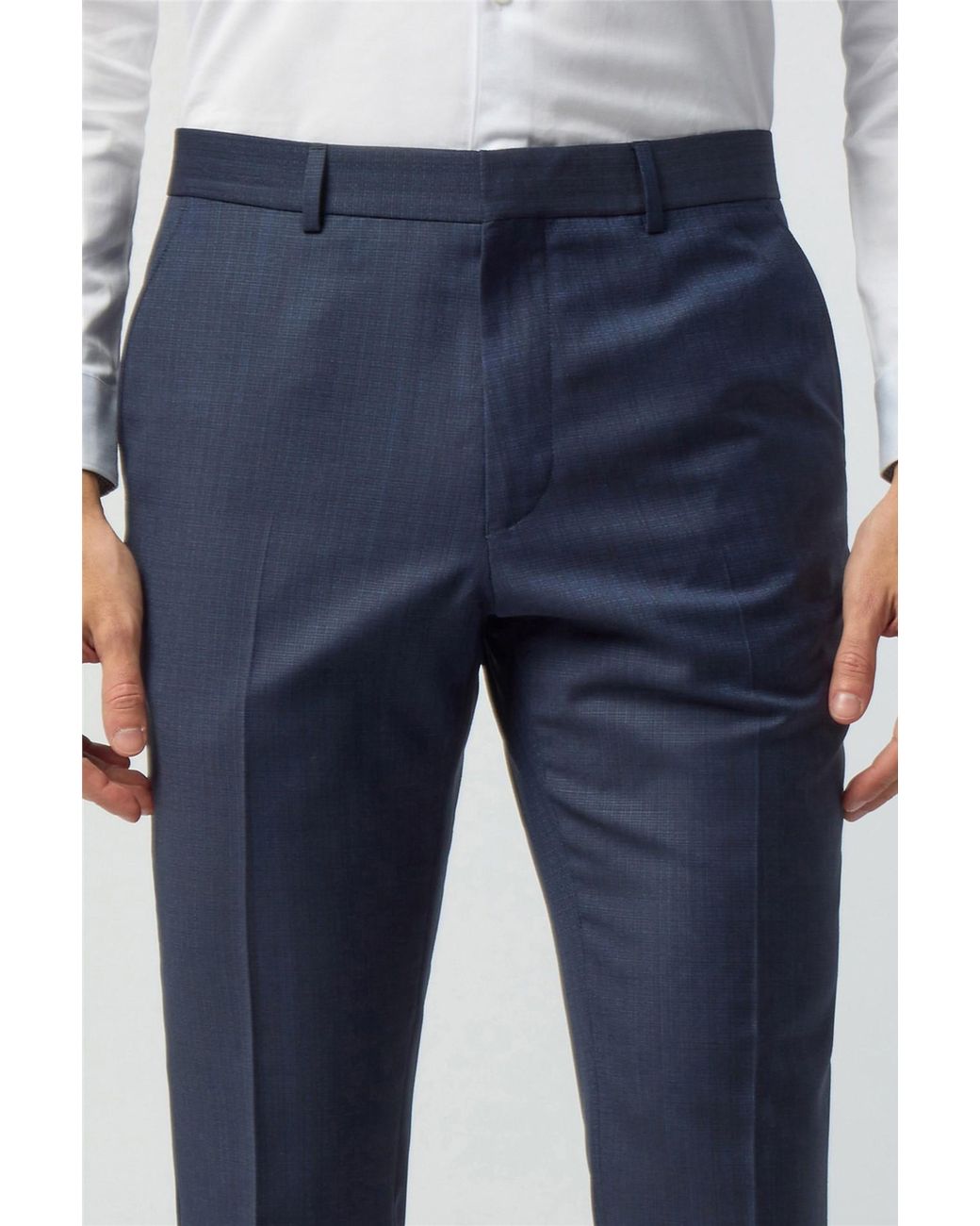 Ted Baker Blue Flat Fronted Slim Fit Suit Trousers for men