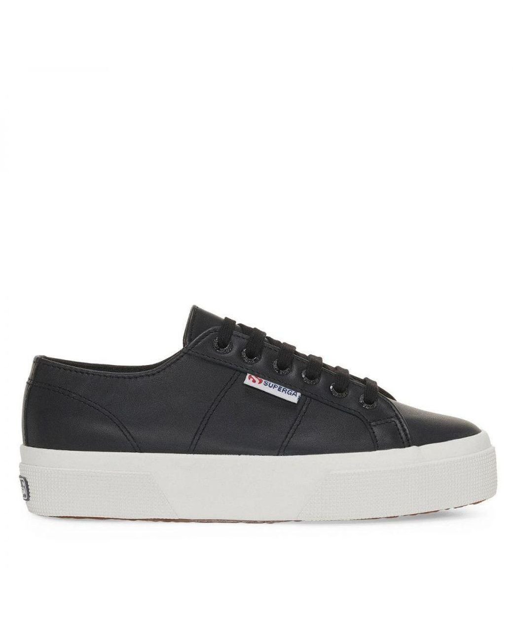 Superga Ladies 2740 Nappa Leather Platform Trainers Avorio in Black Lyst UK