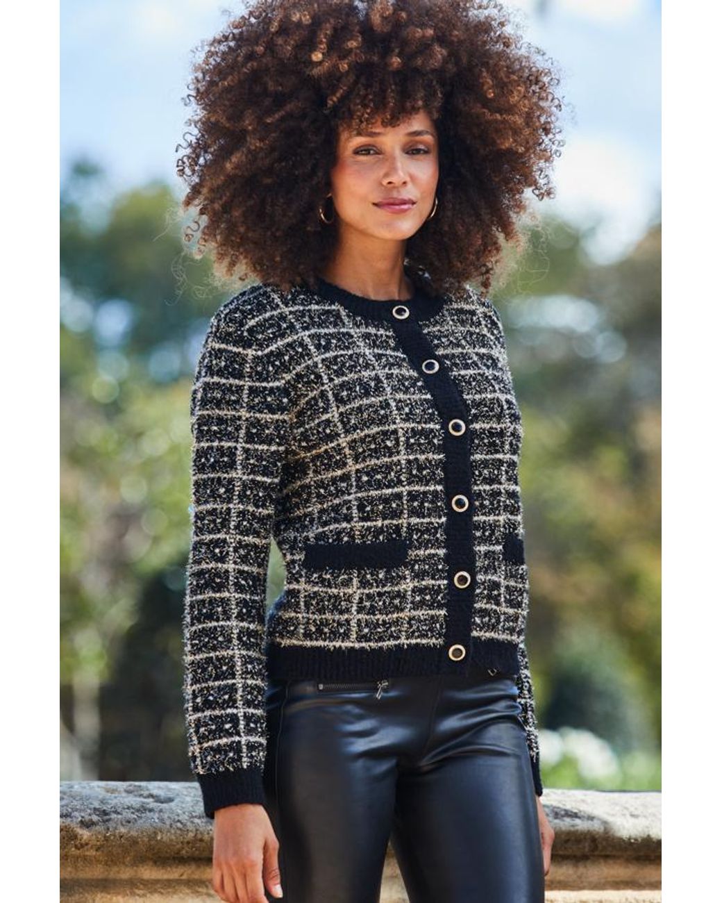Sosandar Black Metallic Fleck Premium Chic Cardigan