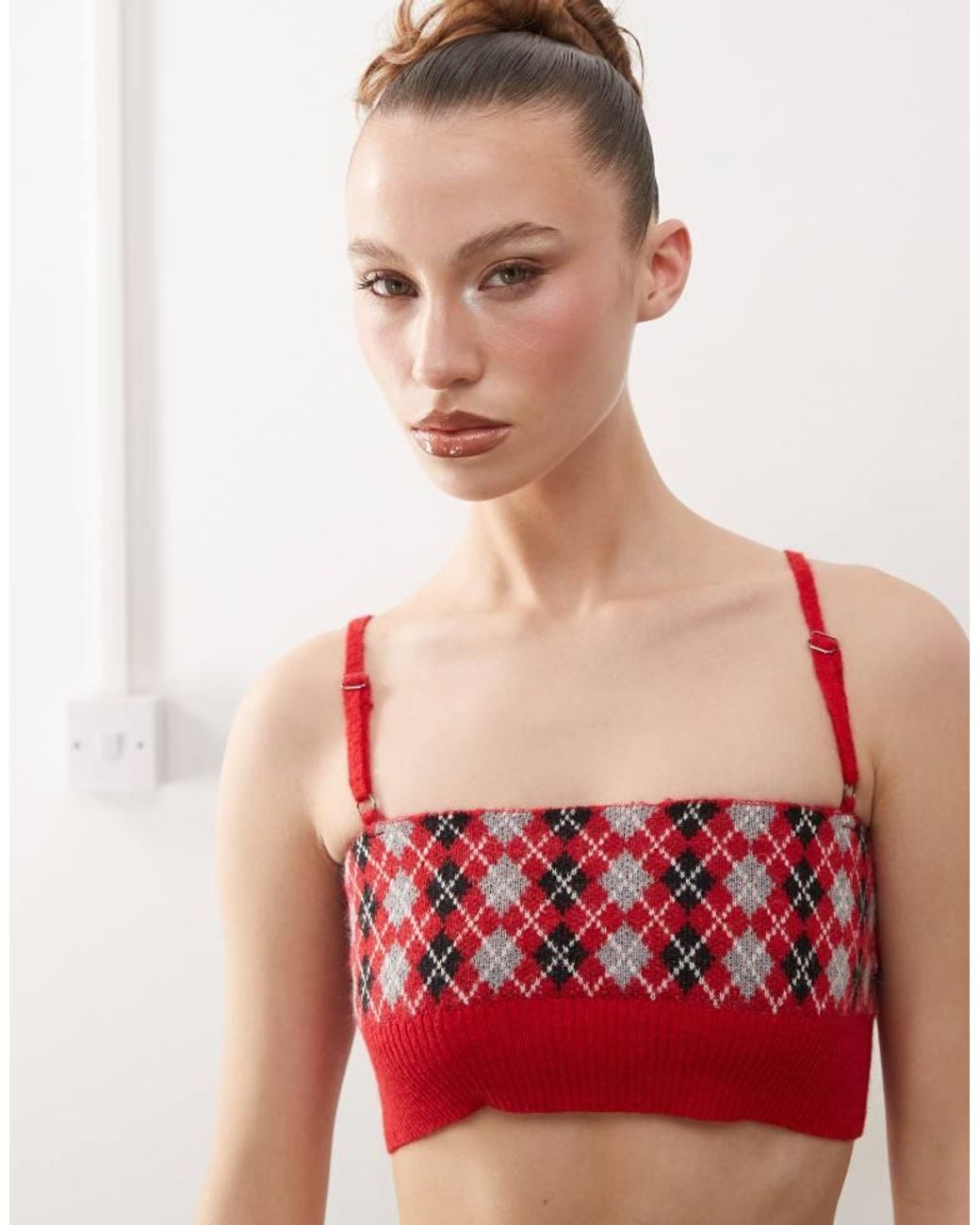Heretic Nine Red Plaid Cropped Cami