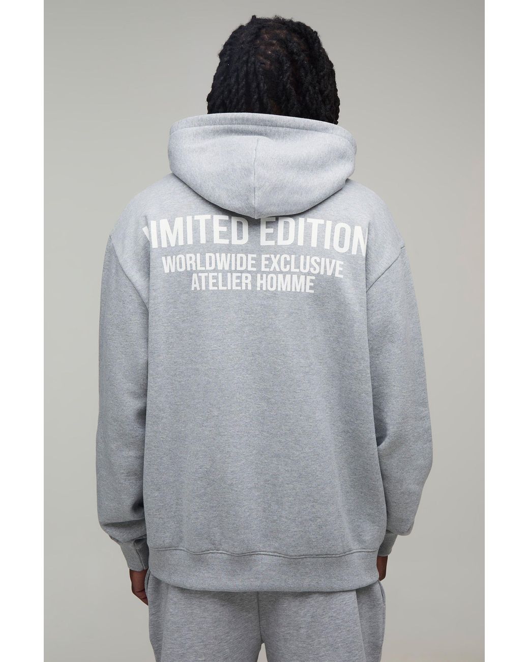 BoohooMAN Gray Tall Oversized Limited Edition Over The Head Hoodie for men
