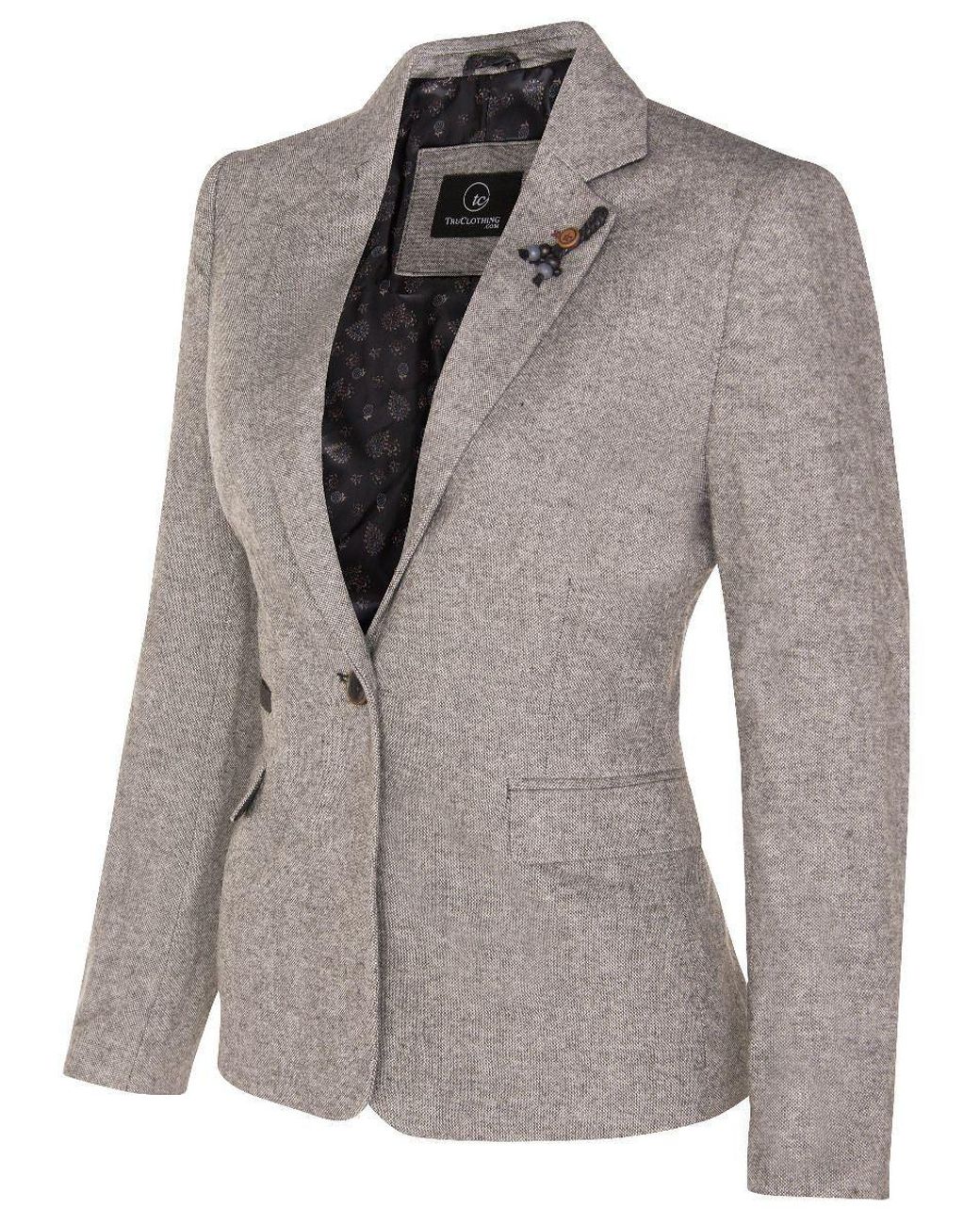 TruClothing Gray Tweed 1920S Herringbone Blazer