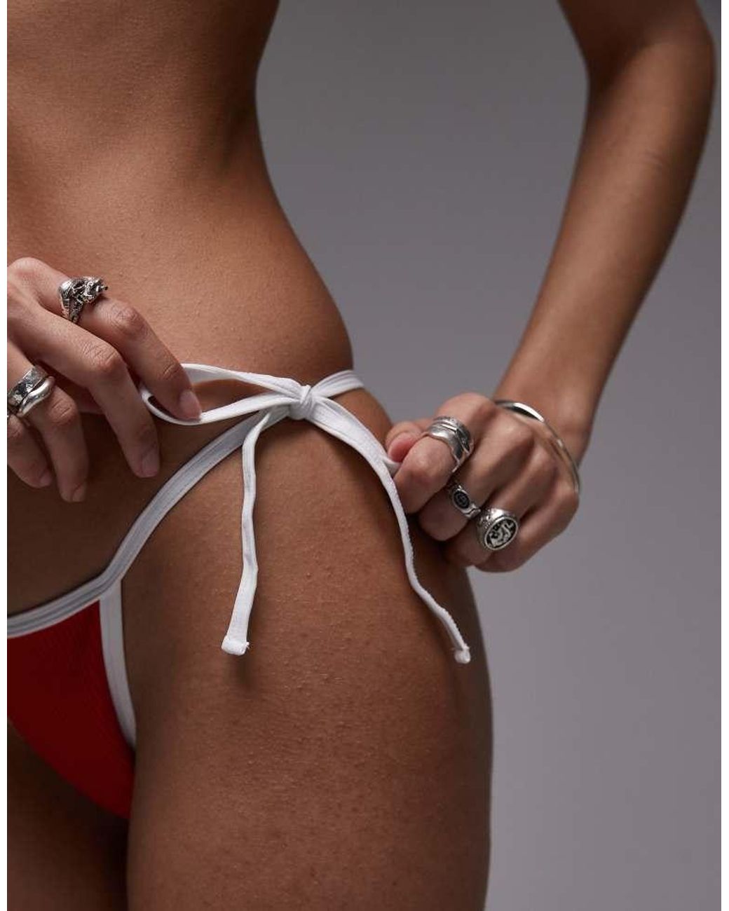 TOPSHOP White Ibiza Thong Bikini Bottoms