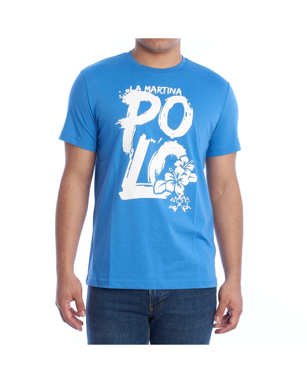 La Martina Blue Ymr323-Js206 Regular Fit Short Sleeve T-Shirt for men