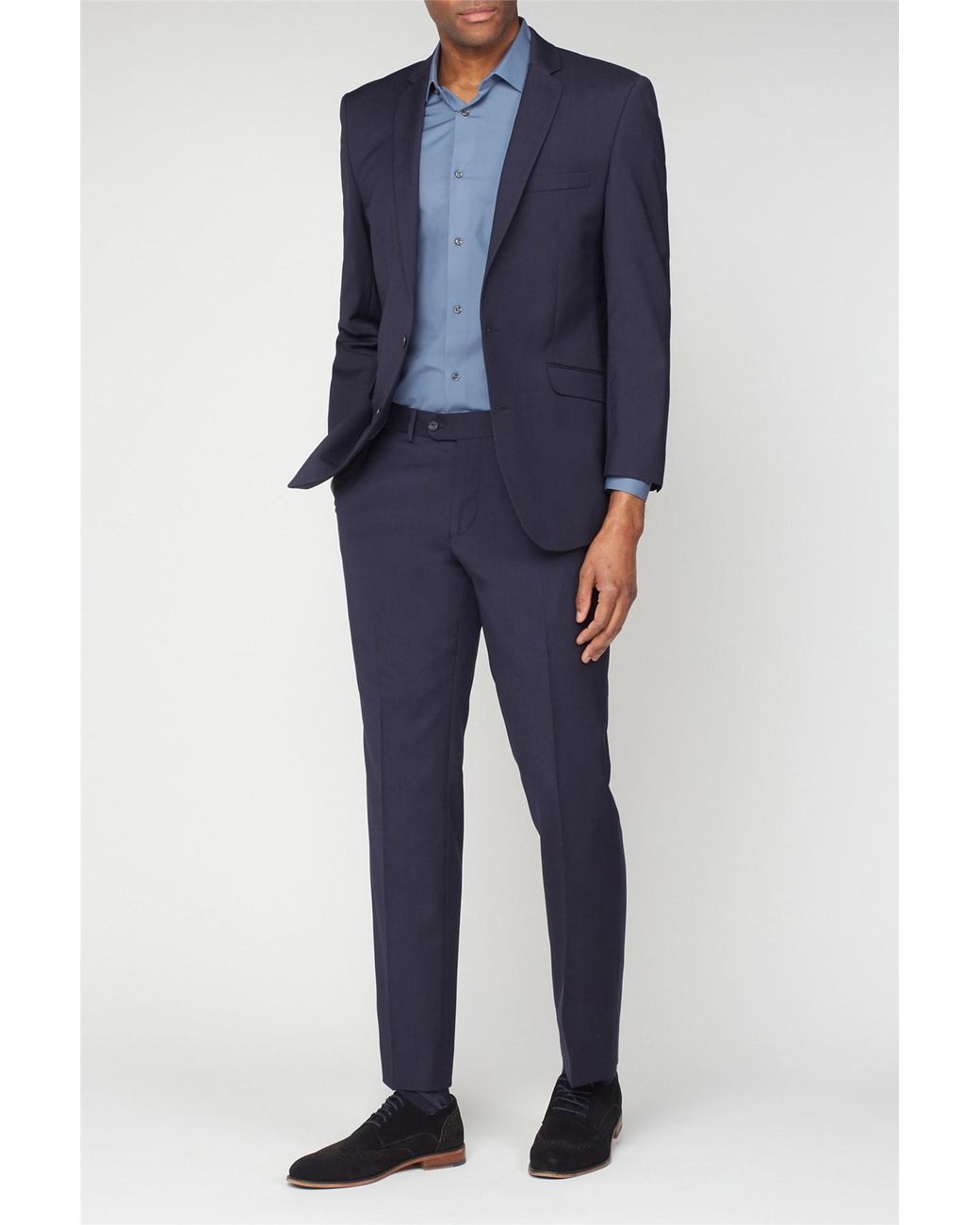 Scott Blue Long Sleeve Tailored Suit Jacket for men