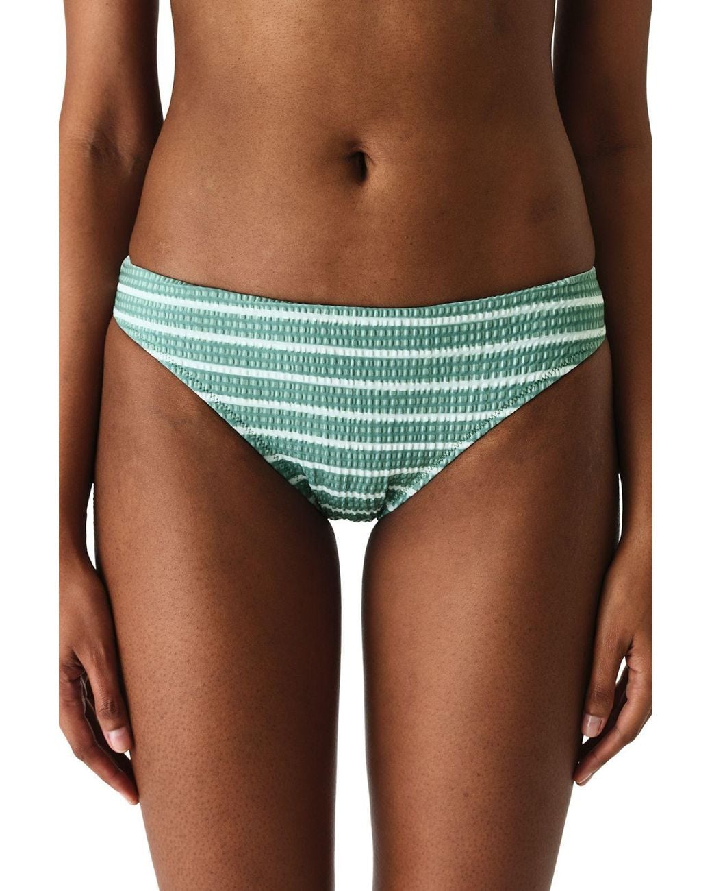 Penti Blue Maela Striped Textured Mid Waist Bikini Bottom