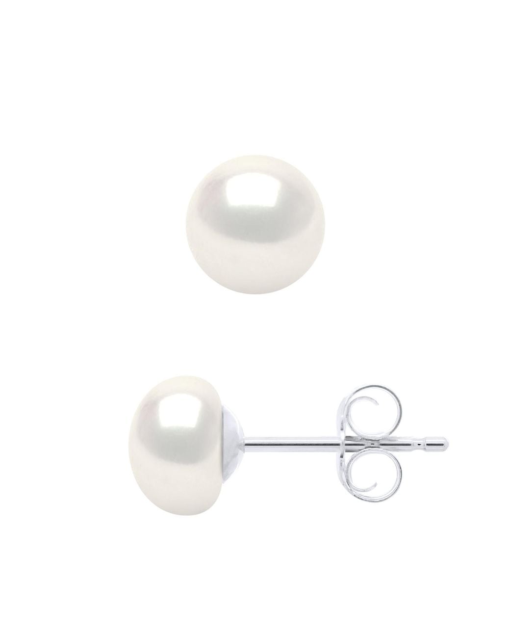 Ateliers Saint Germain White Earrings 925 Real Cultured Freshwater Pearls Button 6-7 Mm