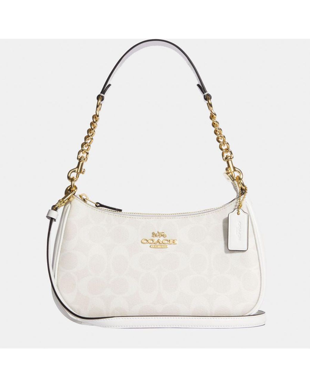 COACH Signature Teri Shoulder Bag With Chain Strap in White Lyst UK