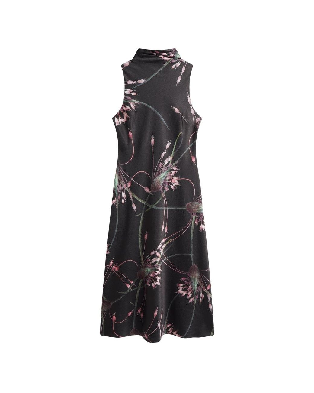 Ted Baker Black Antua Printed Cowl Neck Midi Slip Dress