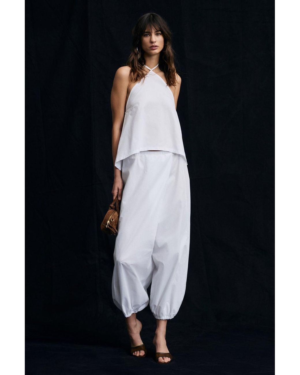 Grimelange Black Elastic Waist Ankle Hareem Trousers
