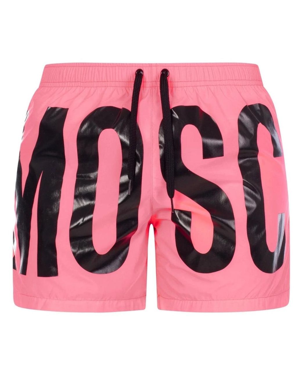 Moschino Pink Brand Print Logo Short Swim Shorts for men