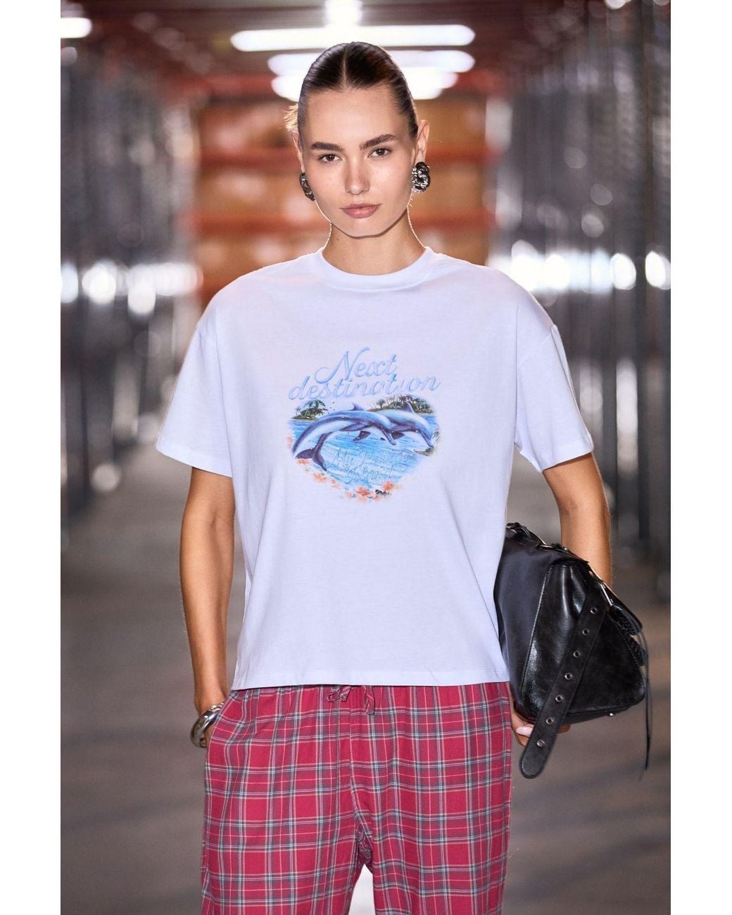Grimelange White Printed Crew Neck T-Shirt