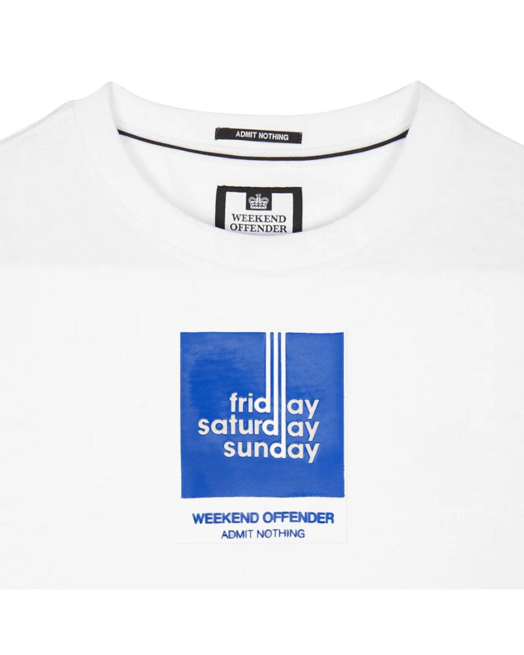 Weekend Offender White T Shirts 72 Hours Crew Neck Short Sleeve Cotton Summer Tee for men