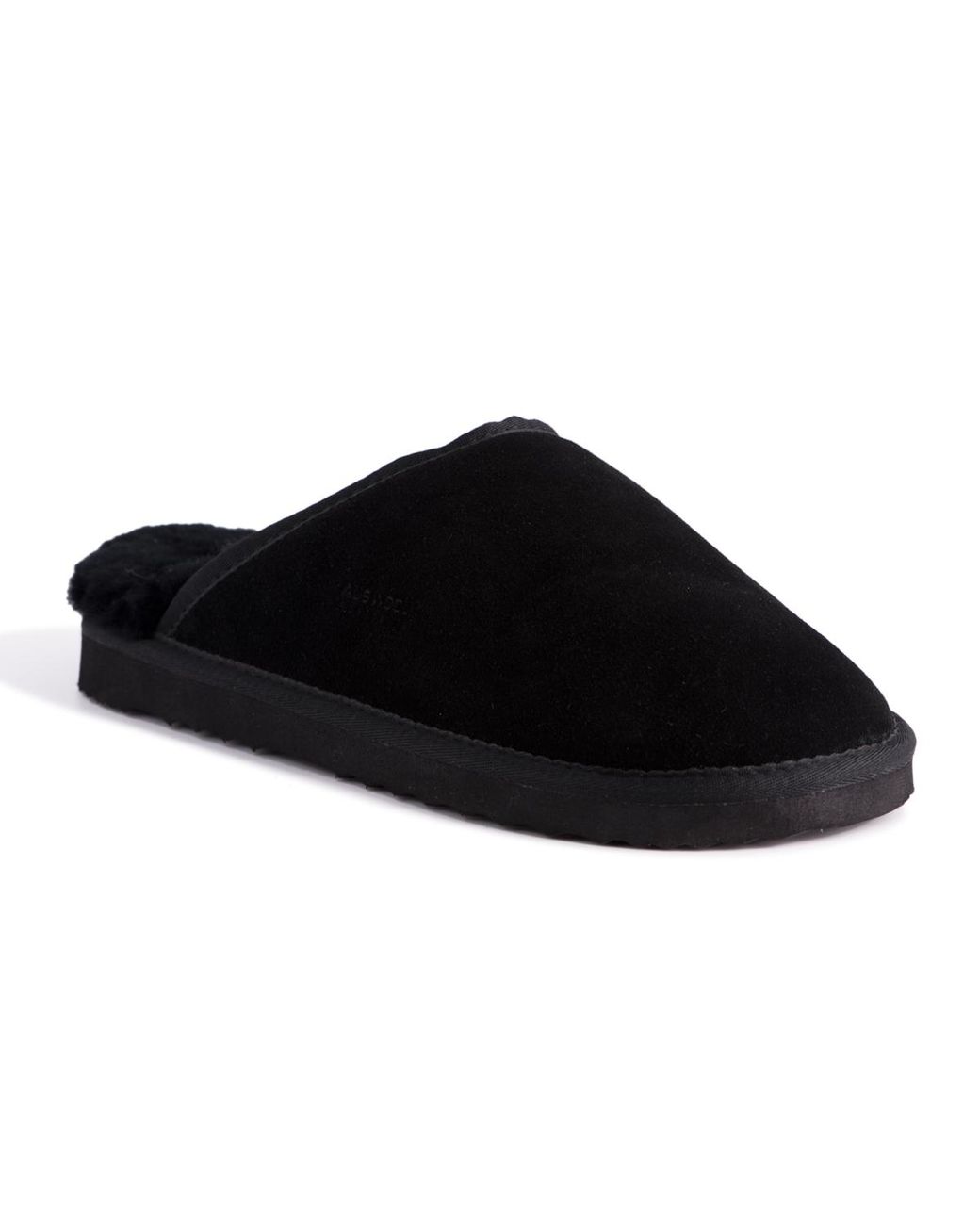 Aus Wooli Black "Manly" Australia Sheepskin Wool Slippers, Leather