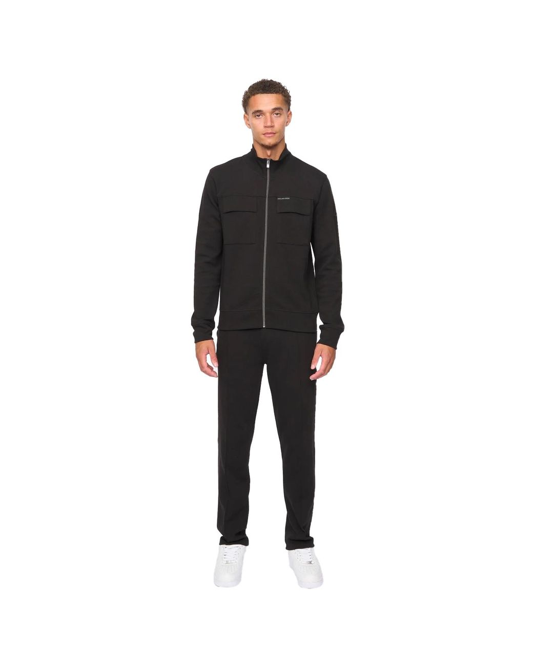 Duck and Cover Black Tames Full Zip Hoodie And Joggers Set for men