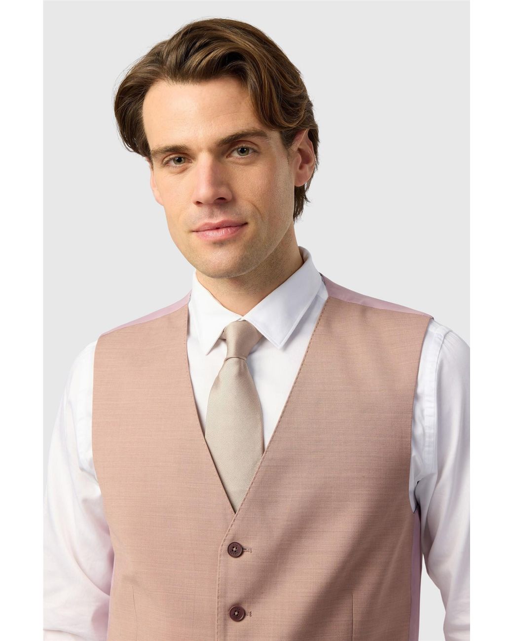 Ted Baker Natural Single Breasted Five Button V-Neck Slim Fit Suit Waistcoat for men