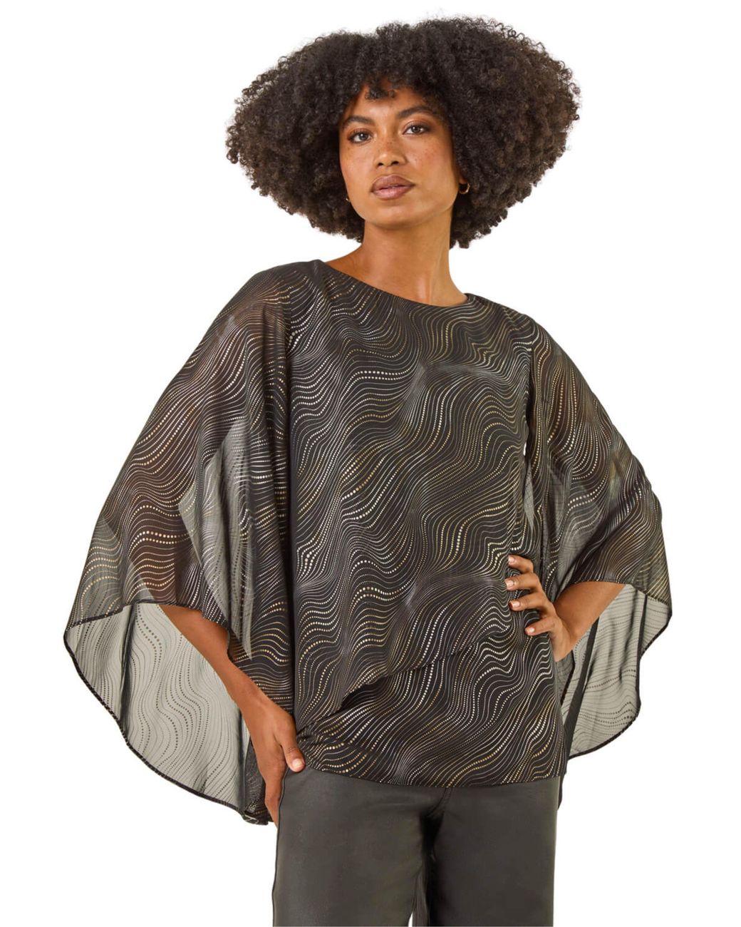 Roman Gray Wavy Spot Foil Overlay Top