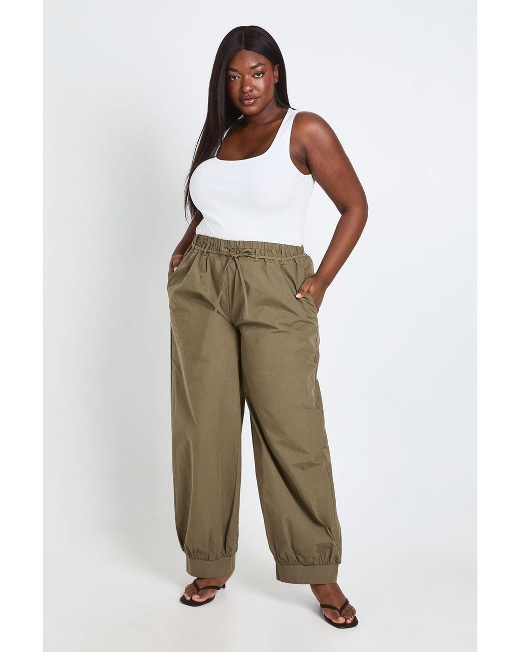 Boohoo Green Plus Relaxed Cargo Trouser