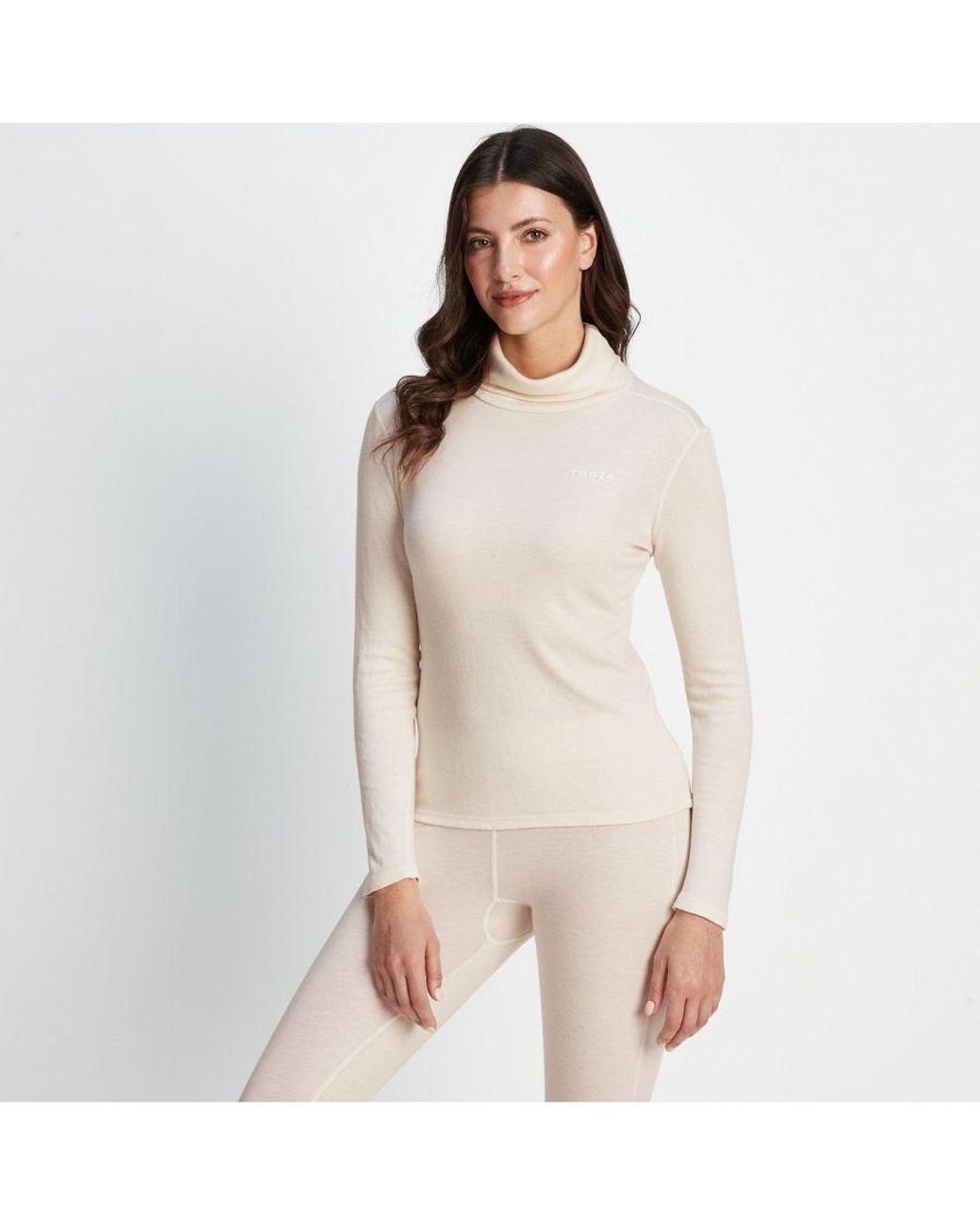 TOG24 Meru Cashmere Touch Base Layer Roll Neck Off White in Natural