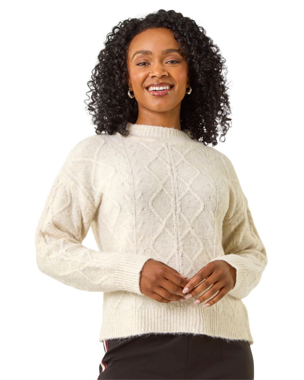 Roman White Petite Cable Knit Jumper