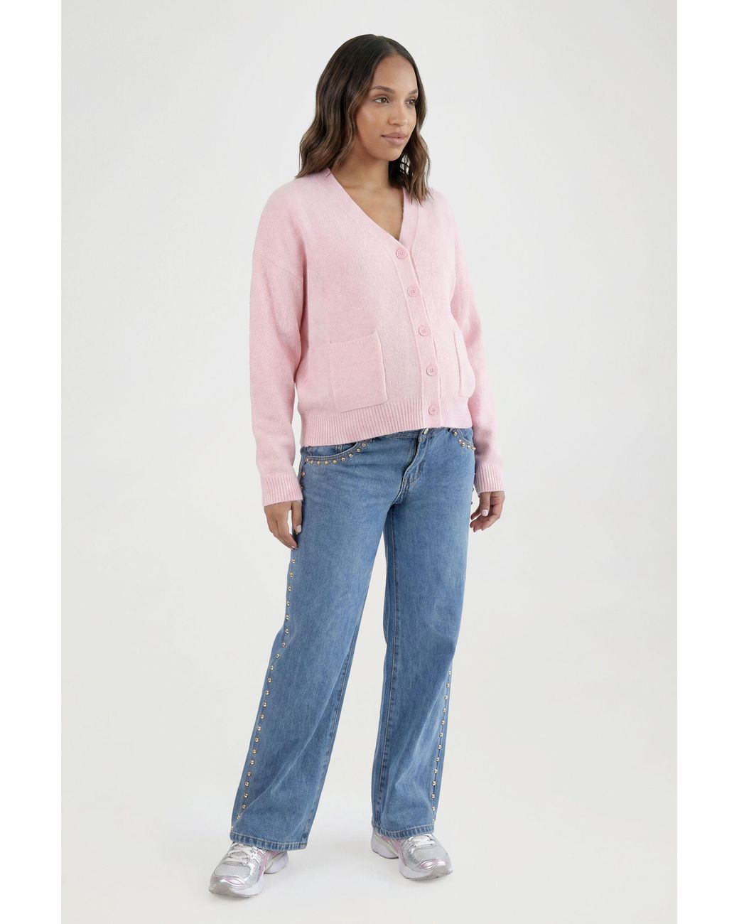 Boohoo Blue Maternity Soft Knit Pocket Detail V Neck Cardigan
