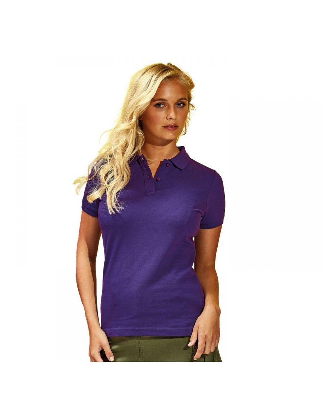Asquith & Fox Purple Ladies Plain Short Sleeve Polo Shirt Cotton
