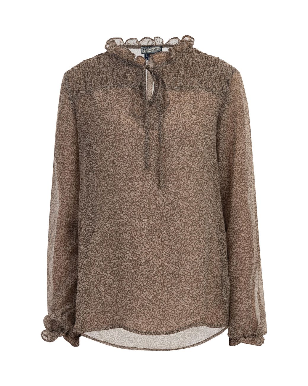 Dreimaster Blouse Dames Olijf Wol Wit in het Brown