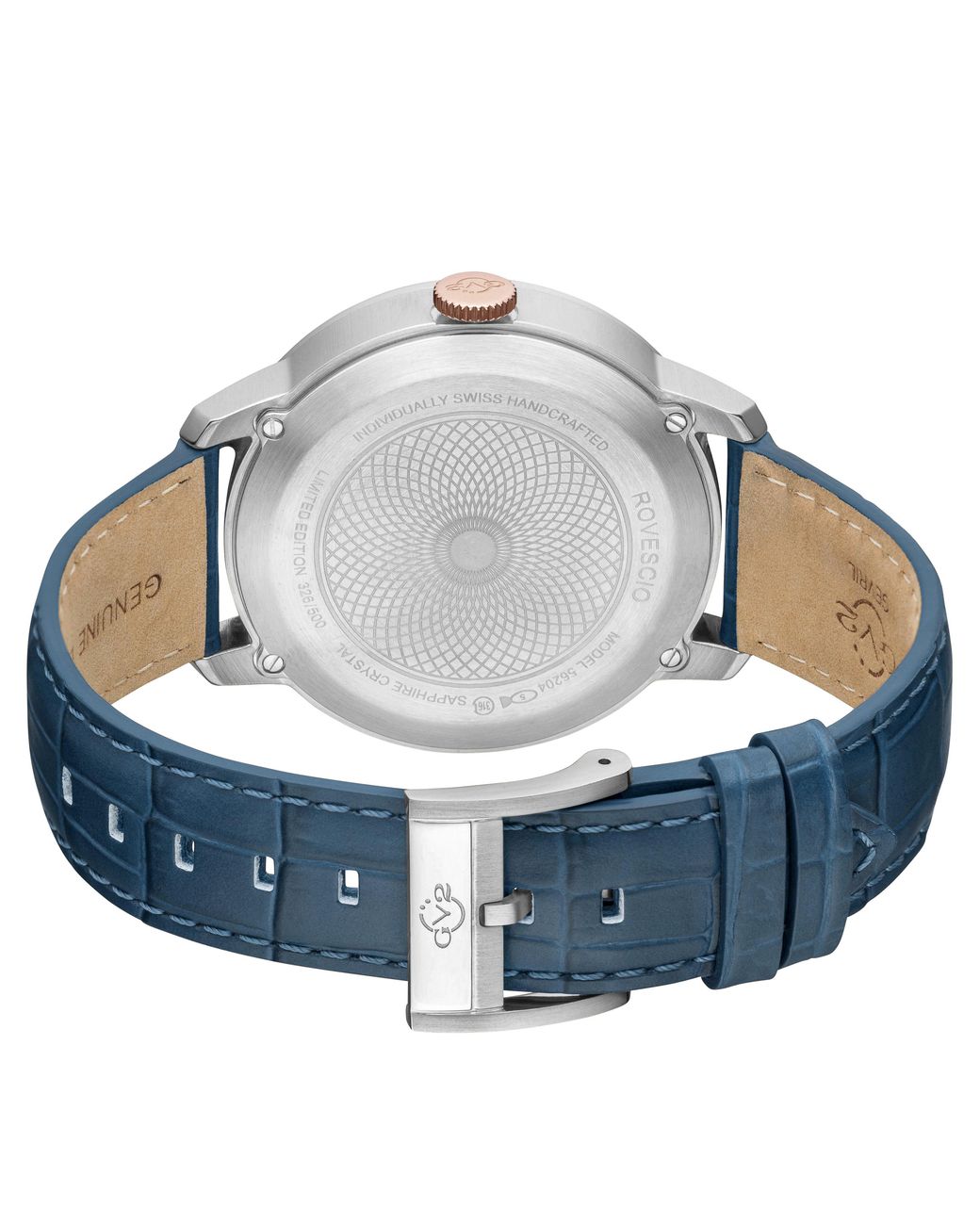 Gv2 Blue Rovescio Stainless Steel Case Genuine Leather Strap Watch for men