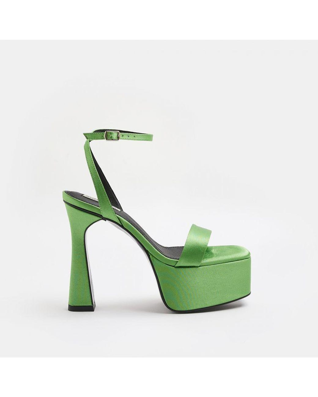 River Island Platform Sandals Heels in Green Lyst UK