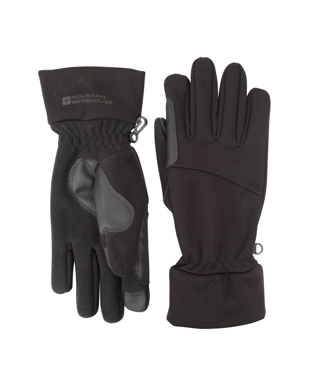 Mountain Warehouse Black Touch Screen Gloves With Rubberised Grip Pads Windproof