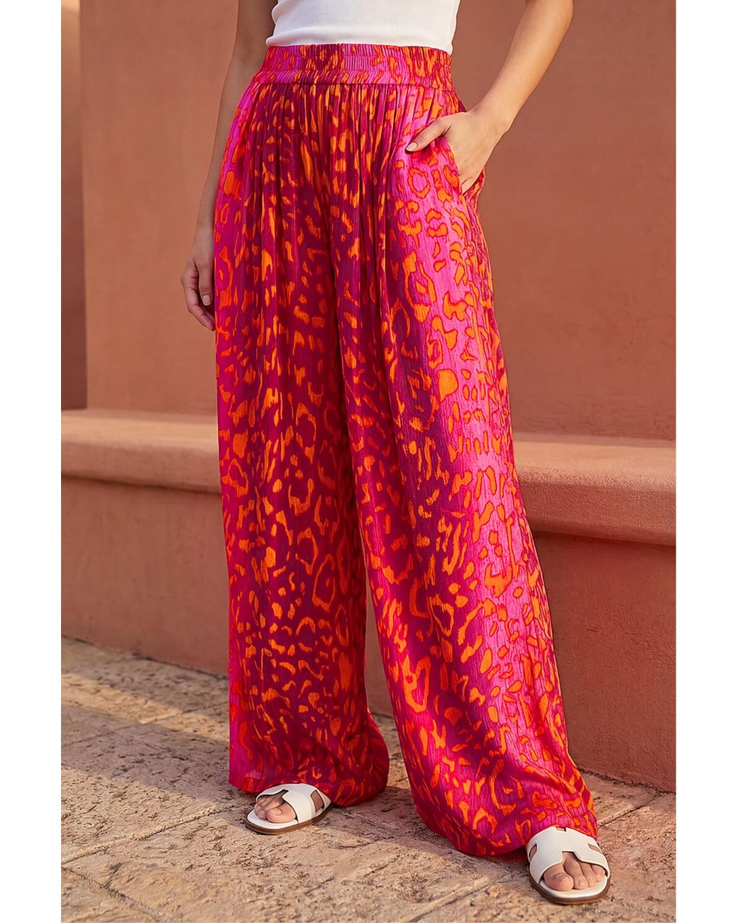 Roman Red Sequin Palm Tree Trouser