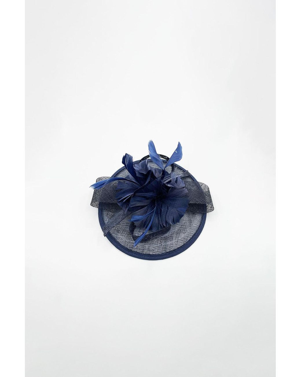 SVNX Blue Feather & Bow Disc Fascinator