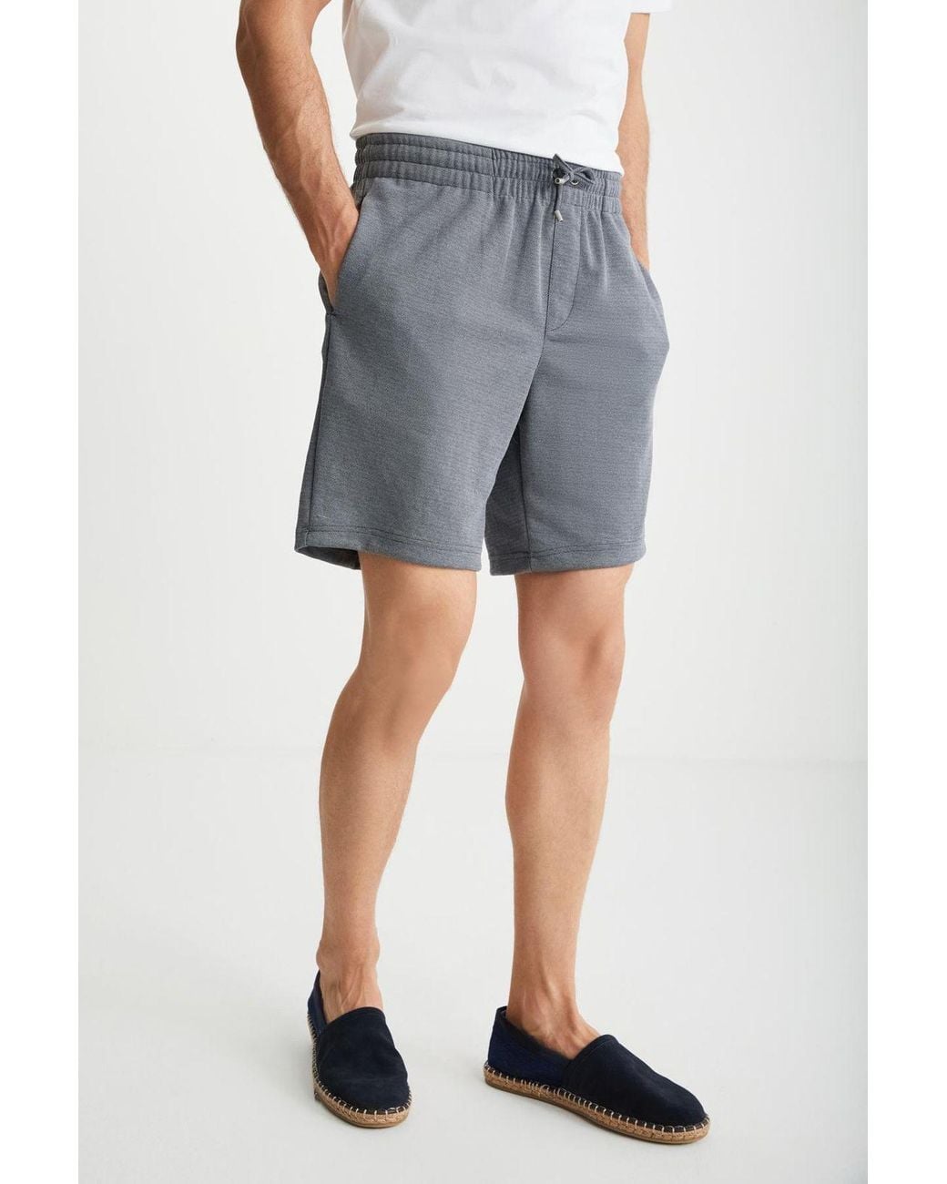 Grimelange Blue Jersey Drawstring Pocket Shorts for men