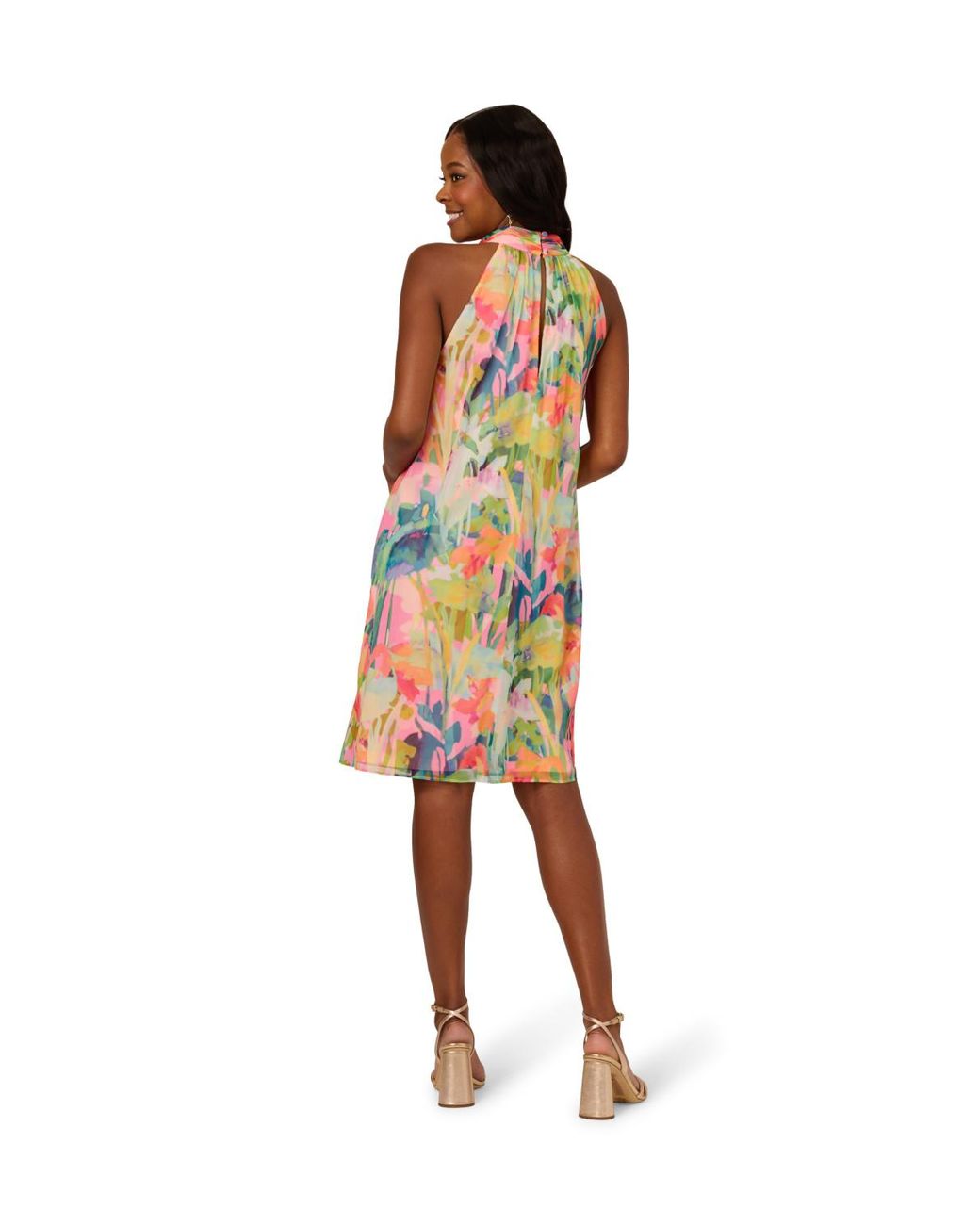 Adrianna Papell Pink Halter Sheath Dress