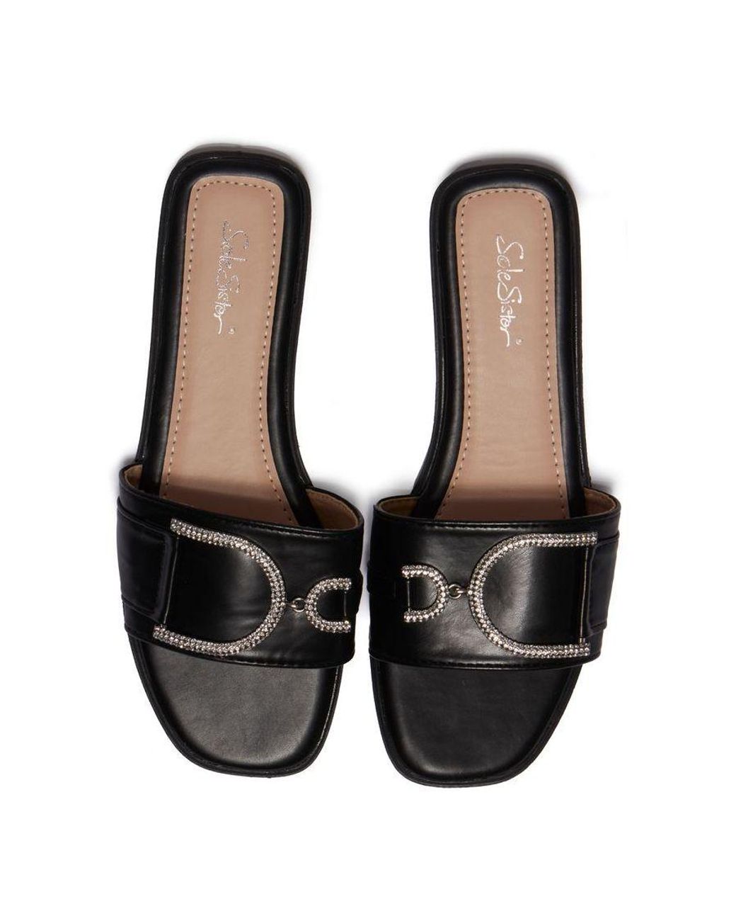 SOLESISTER Black Dede Slide Sandals