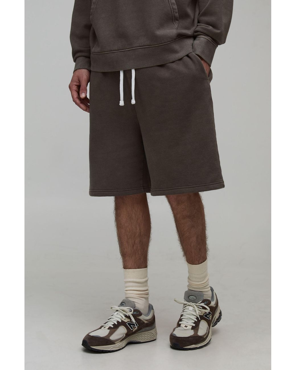 BoohooMAN Black Baggy Fit Essential Washed Jersey Short for men