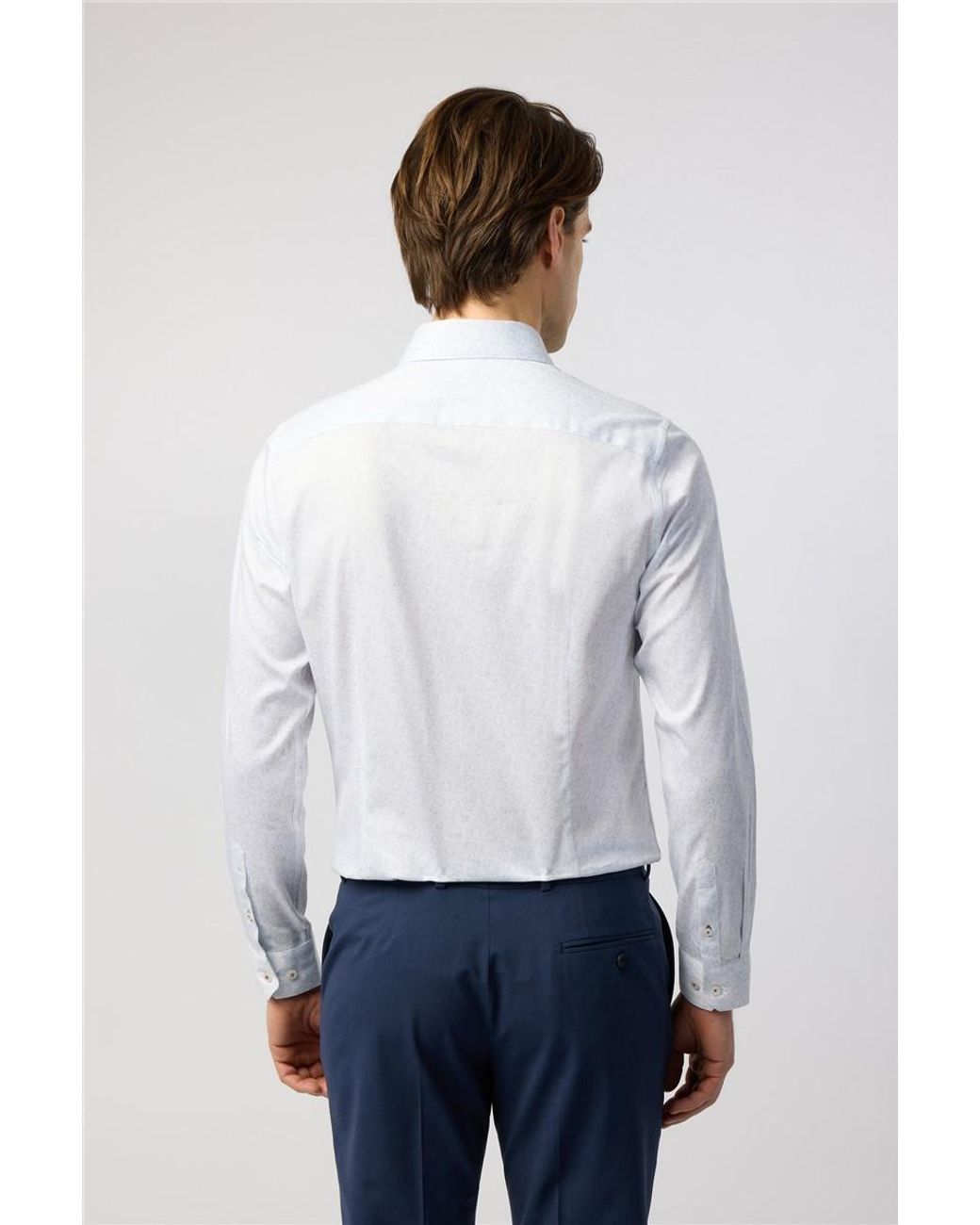 Ted Baker White Long Sleeve Forward Point Collar Floral Slim Fit Formal Shirt for men