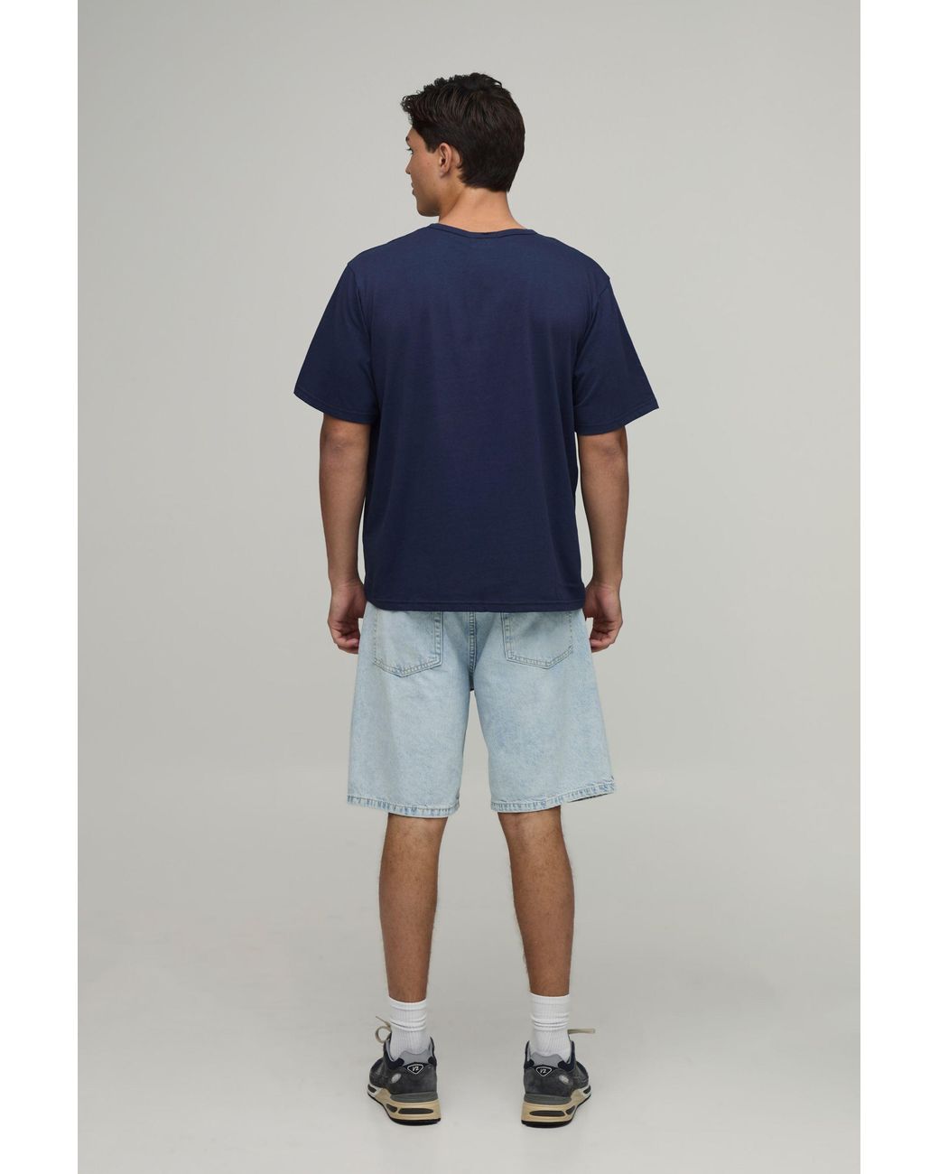 BoohooMAN Blue Basic Relaxed Fit Henley T-Shirt for men