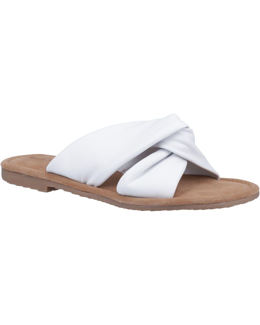 Hush Puppies White Amy Wide Fit Leather Sandals