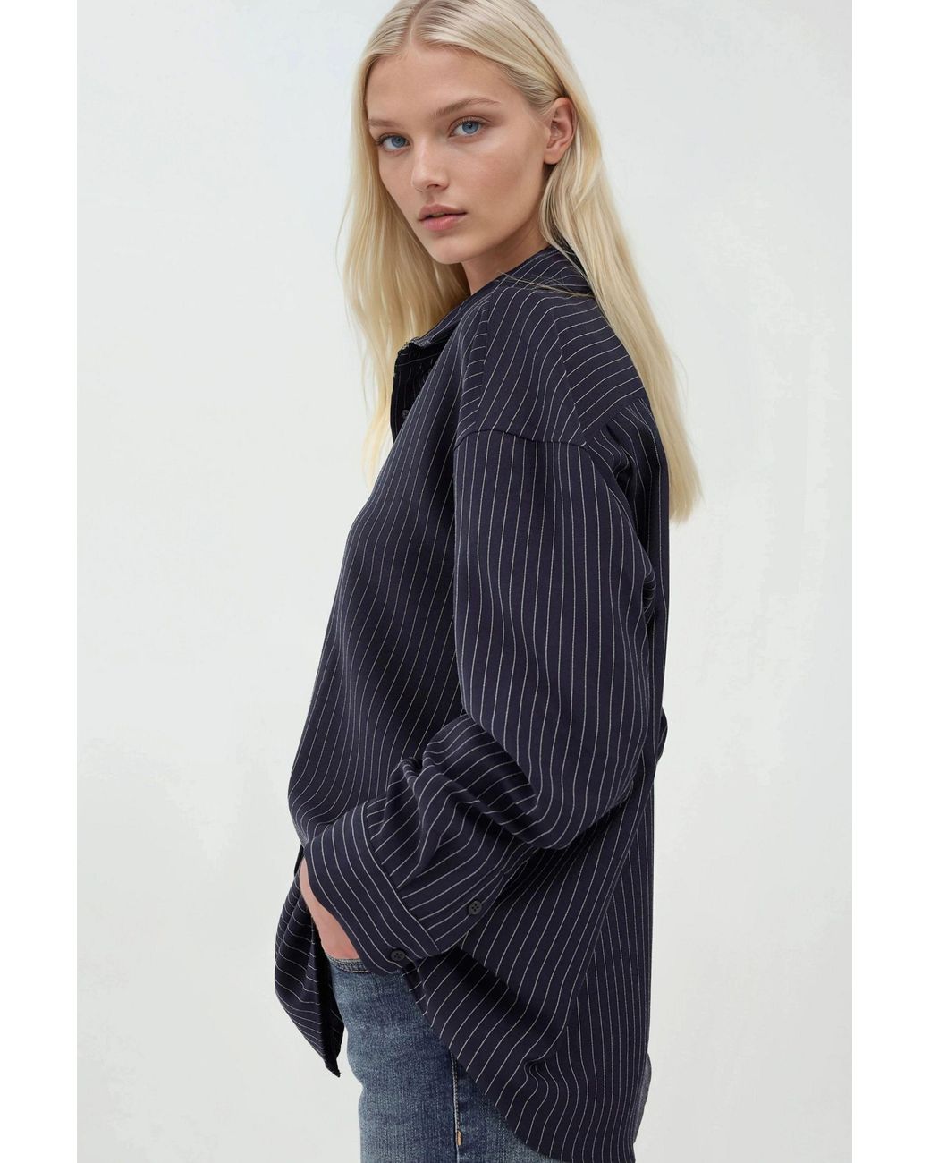 Hiccup Blue Oversize Striped Shirt