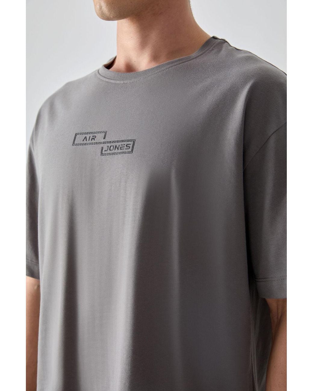 TOMMY LIFE Gray Oversized Cotton Printed T-Shirt for men