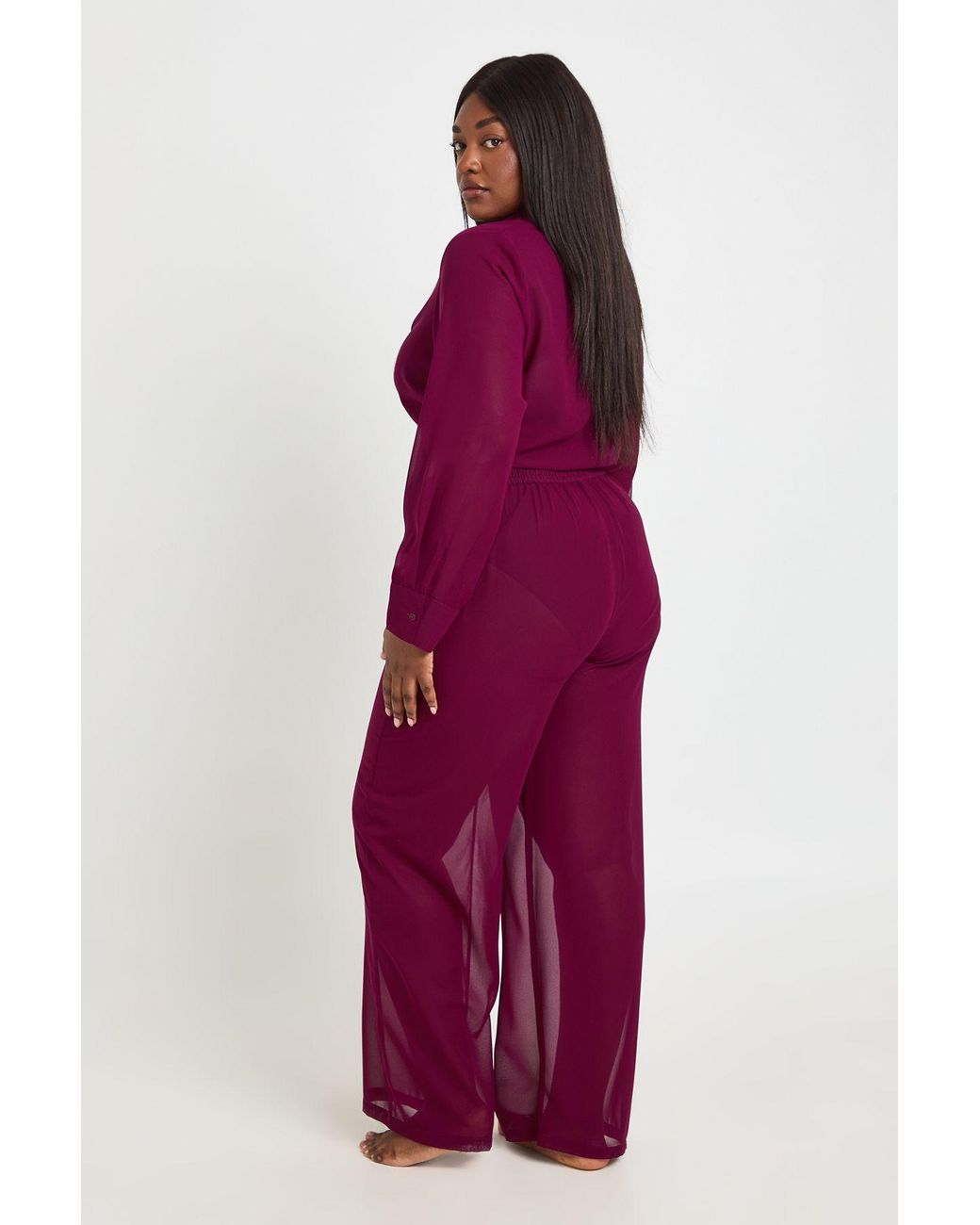 Boohoo Red Plus Chiffon Tie Front Shirt