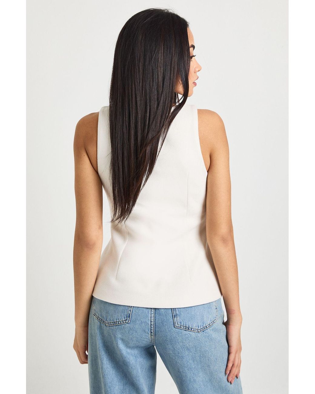 Boohoo White Wool Look Zip Front Longline Top
