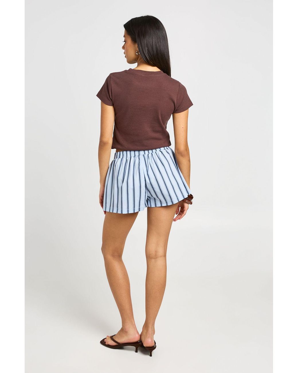 Boohoo Blue Stripe Boxer Style Shorts