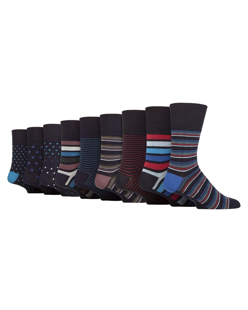 Gentle Grip Black 9 Pack Bamboo Socks for men