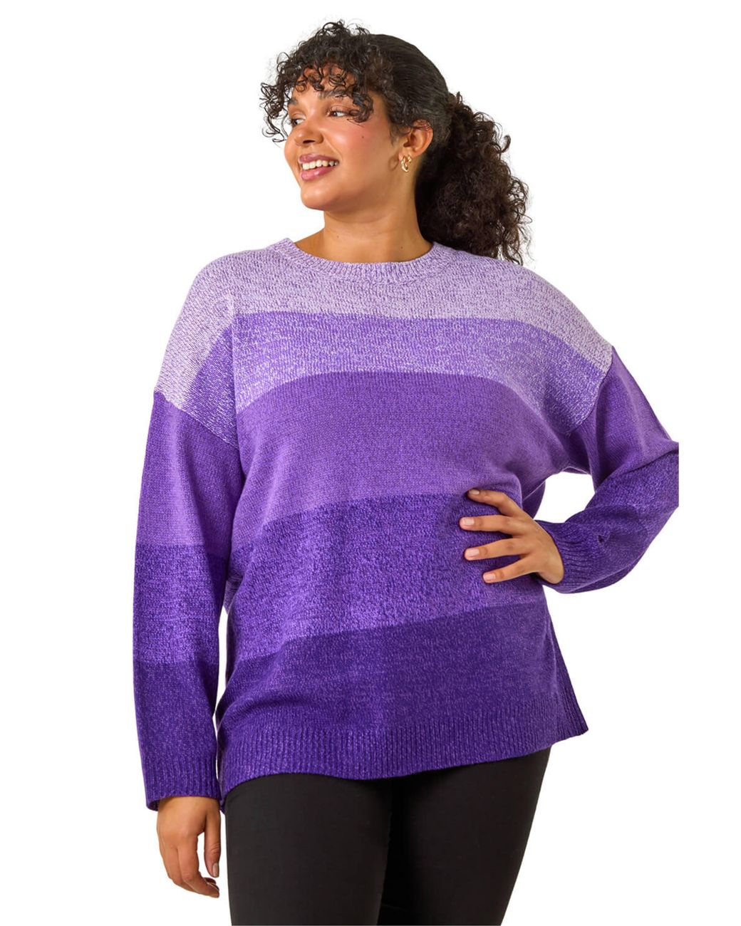 Roman Purple Curve Ombre Stripe Knit Jumper