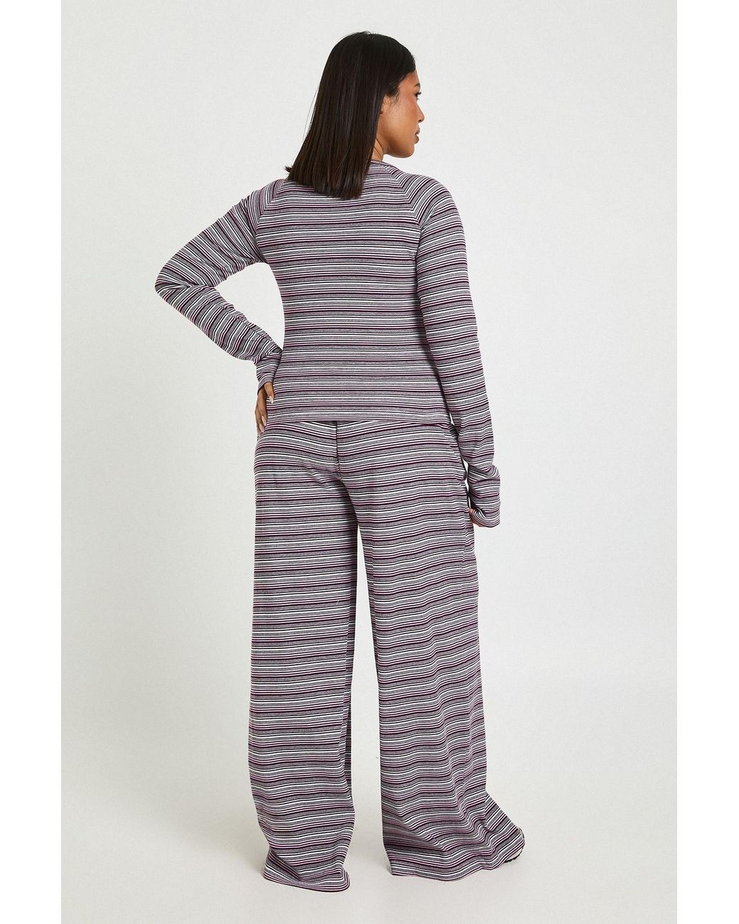 Boohoo Pink Plus Stripe Wide Leg Trousers