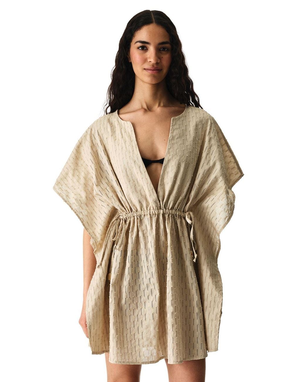 Penti Natural Oversized Cotton Textured Mini Kaftan